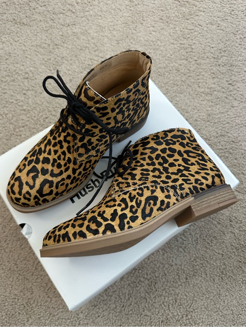 NEW Hush Puppies Bailey Leopard Print Calf Hair Chukka Boots